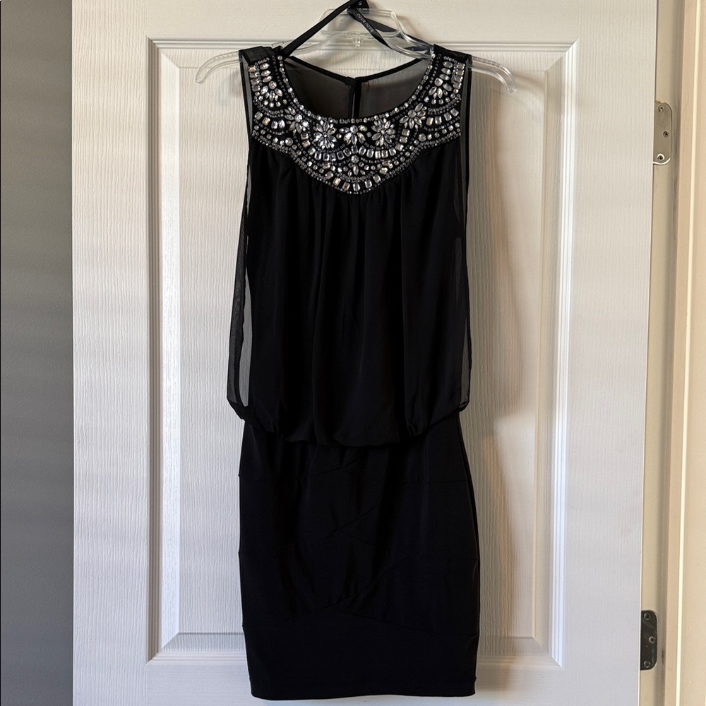 Bisou Bisou Black Embellished Mini Dress